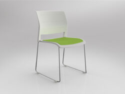 OL Game Stacking Chair – White Shell with Seat Upholstered