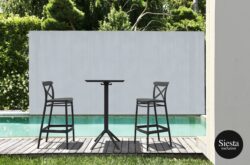 FL Sky Hospitality Square Folding Bar Table & Cross Barstool Set – Black