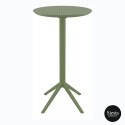 FL Sky Hospitality Round Folding Bar Table – Olive Green