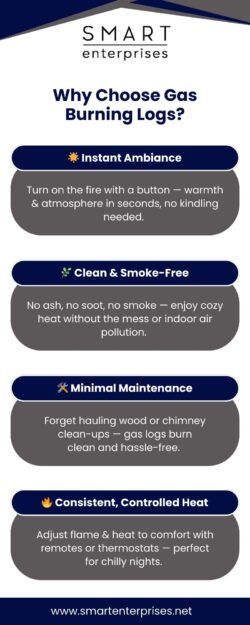 Instant Warmth, Timeless Style: Gas Burning Fireplace Logs